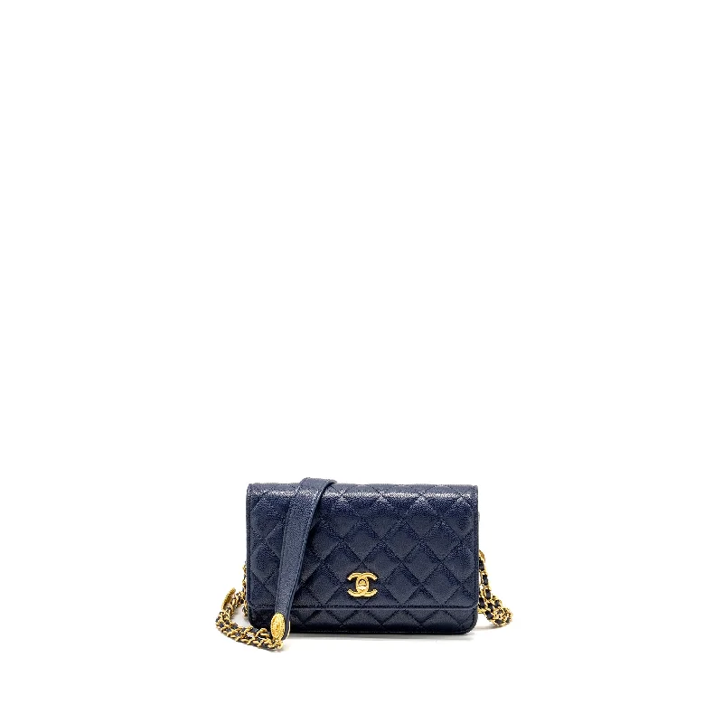 Chanel Collector’s Item Bag -Chanel 22A Twist Your Button Wallet on Chain Caviar Navy GHW (Microchip)