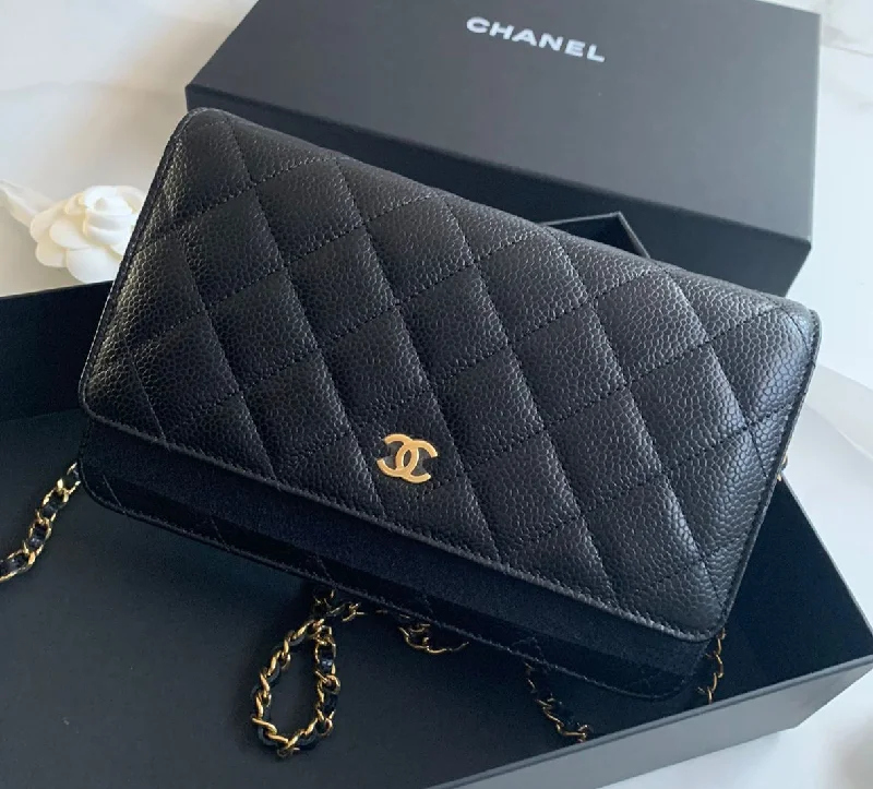 Chanel Valentine’s Day Bag -Chanel Wallet On Chain WOC GHW (Black)