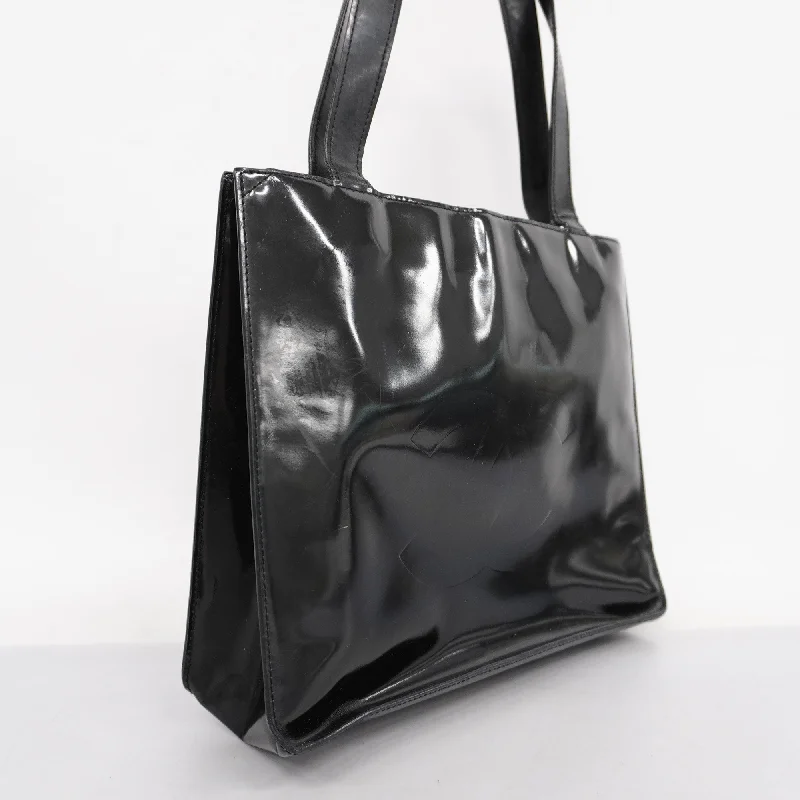 Chanel Elegant & Stylish Bag -CHANEL[3cc2423]Auth  tote bag patent leather black silver metal