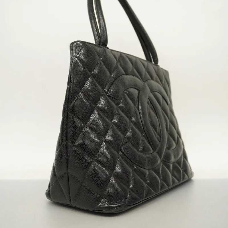 Chanel Timeless Handbag -CHANELAuth  Reprint Tote Women's Caviar Leather Tote Bag Black