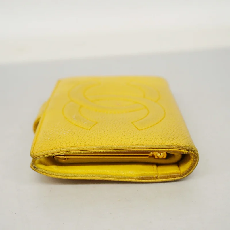 Chanel Valentine’s Day Bag -CHANELAuth  Wallet Gold Hardware Women's Caviar Leather Yellow