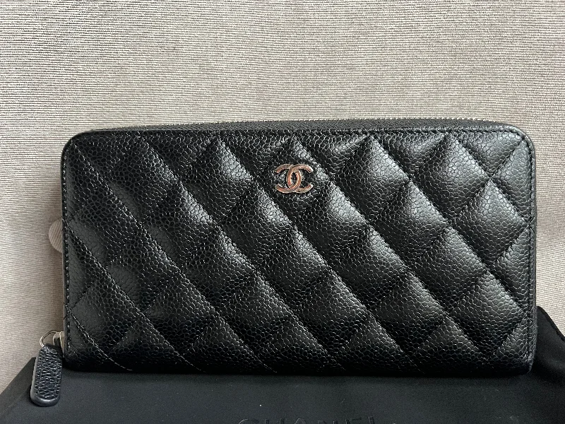 Chanel Rare Vintage Find -Chanel Black Caviar Classic Long Zipped wallet with Silver Hardware (RRP £1150)