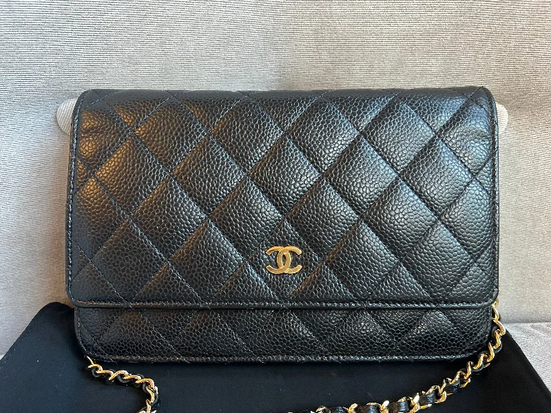 Chanel High-Fashion Statement Bag -Chanel Black Caviar Wallet on Chain