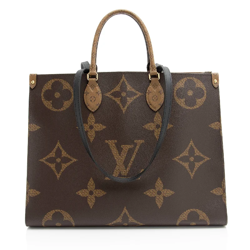 LV White and Gold Bag -Louis Vuitton Giant Monogram Canvas Onthego GM Tote (SHF-cgdhIs)