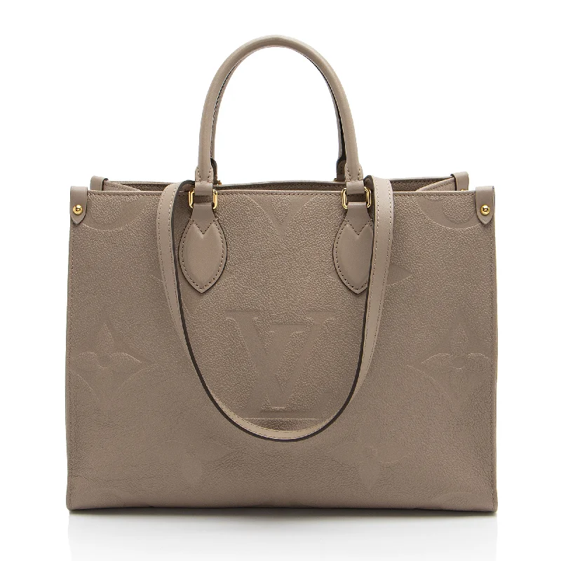 LV Brown Bag -Louis Vuitton Giant Monogram Empreinte Onthego MM Tote (SHF-Jx2jDa)