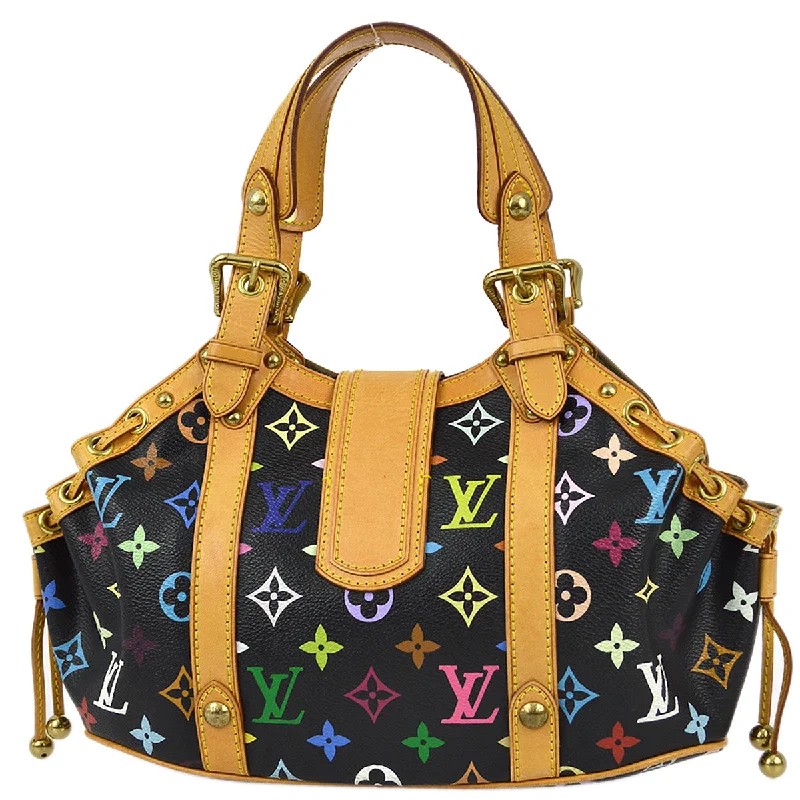 LV High-Fashion Glam Bag -Louis Vuitton 2004 Black Monogram Multicolor Theda PM M92346