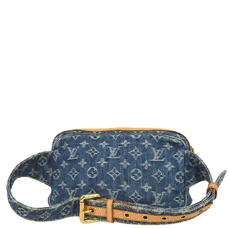 LV Retro-Inspired Bag -Louis Vuitton 2007 Blue Monogram Denim Bum Bag Waist Pouch M95347