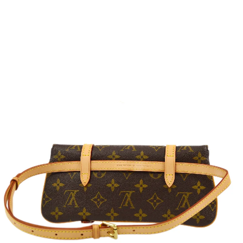 LV White and Gold Bag -Louis Vuitton 2005 Monogram Pochette Marelle Belt Bum Bag M51159