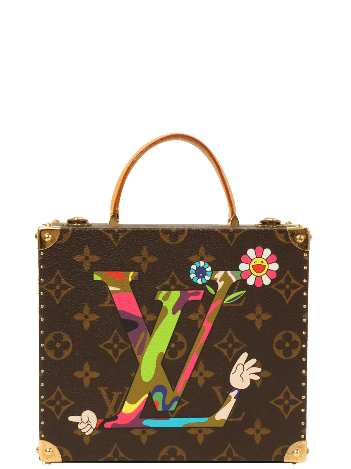 LV Timeless Handbag -LOUIS VUITTON 2007 Made Takashi Murakami Collaboration Monogram Jewelry Box Brown/Multi