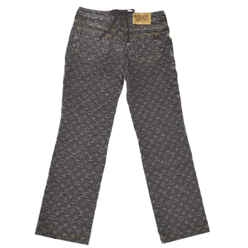 LV Street Style Favorite -Louis Vuitton 2007 Monogram Denim Long Pants Gray #40