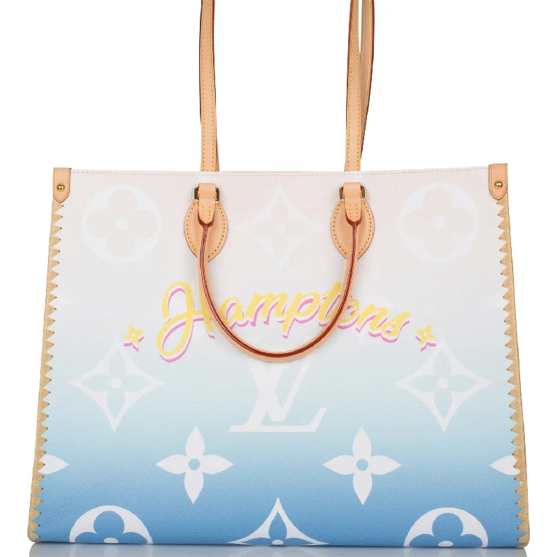 LV Must-Have Wardrobe Staple -Louis Vuitton Blue Hamptons By The Pool Giant Monogram and Raffia OnTheGo GM