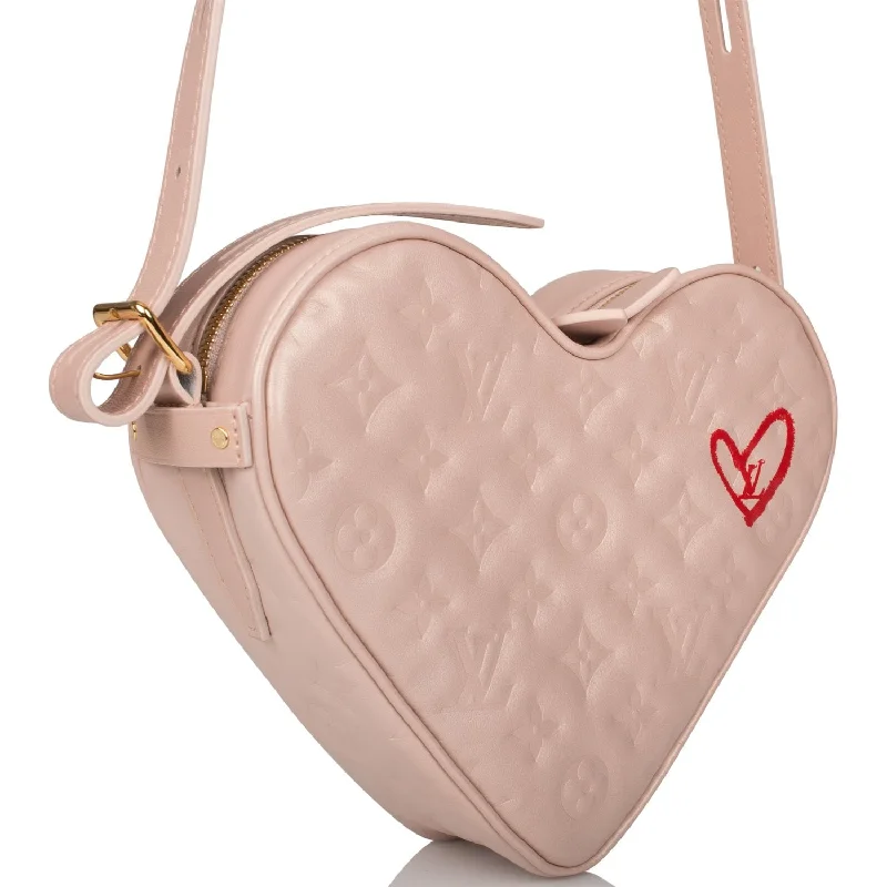 LV Elegant City Bag -Louis Vuitton Fall In Love Heart Bag Embossed Monogram Light Pink Lambskin