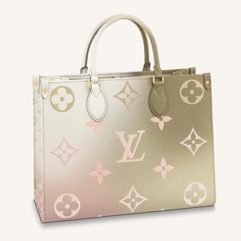 LV Black and White Bag -Louis Vuitton LV Women OnTheGo MM Tote Sunset Kaki Monogram Coated Canvas