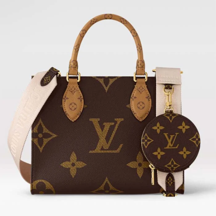 LV Black and Silver Bag -Louis Vuitton LV Women Onthego PM Tote Monogram Reverse Coated Canvas