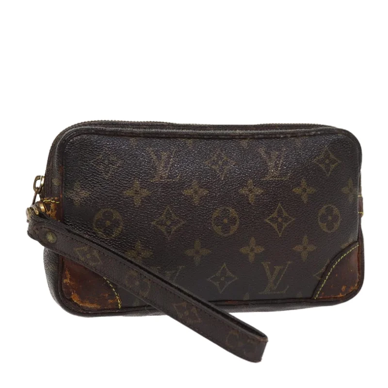 LV Embroidered Bag -LOUIS VUITTON Monogram Marly Dragonne PM Clutch Bag M51827 LV Auth mr411