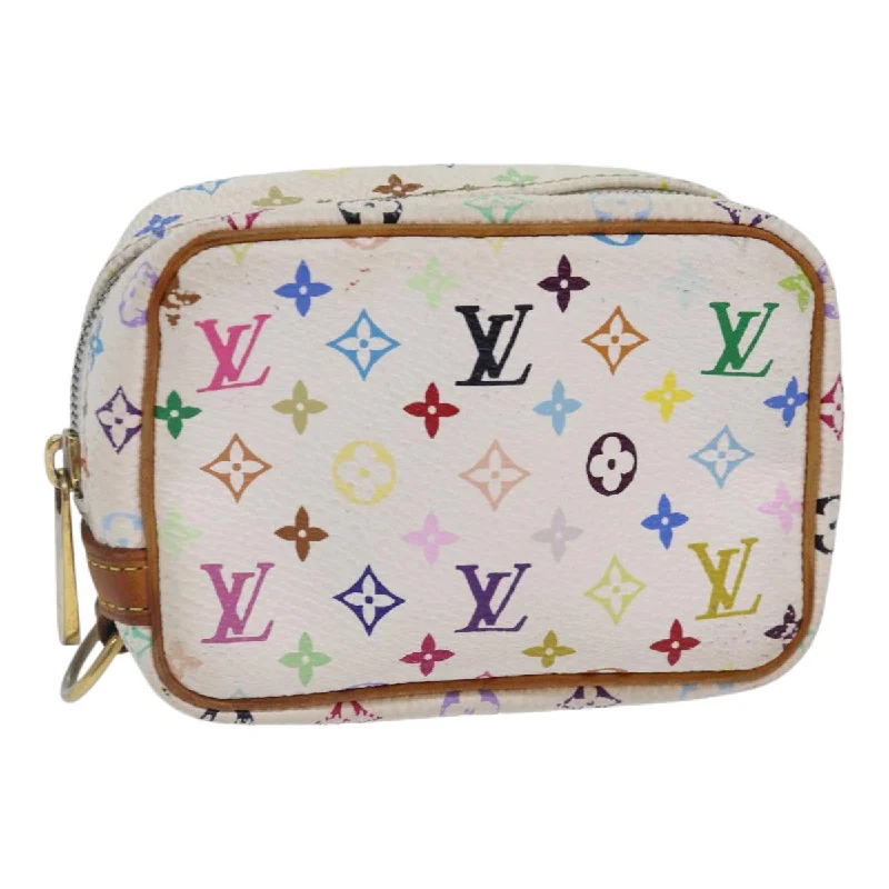 LV Braided Leather Bag -LOUIS VUITTON Monogram Multicolor Trousse Wapity Pouch White M58033 Auth 84344