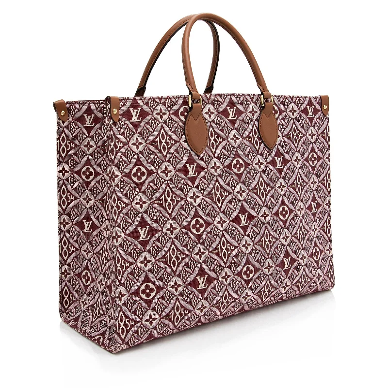 LV Structured Bag -Louis Vuitton Limited Edition Jacquard Since 1854 Onthego GM Tote (SHF-8Ps372)