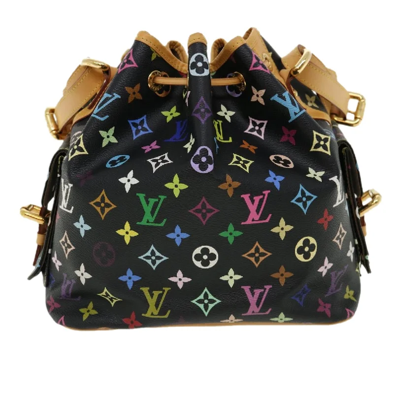 LV Purple Bag -LOUIS VUITTON Monogram Multicolor Petit Noe Shoulder Bag Black M42230 bs2092A