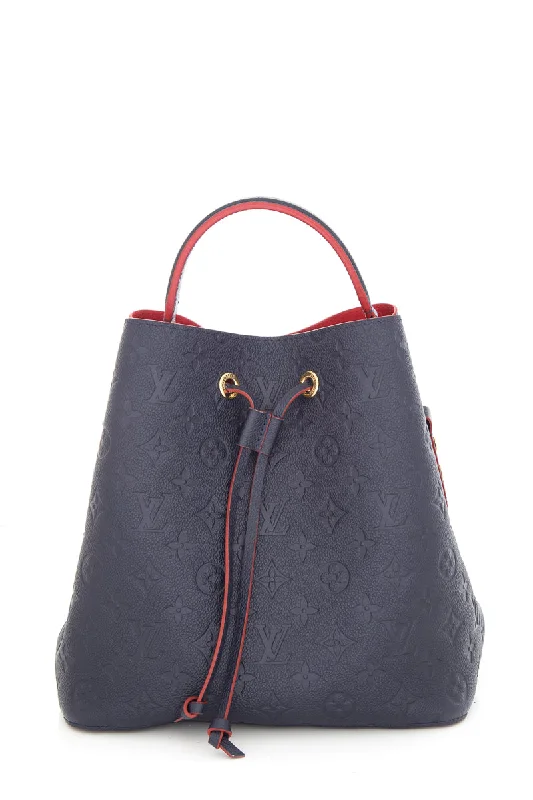 LV Designer IT Bag -Louis Vuitton Navy Monogram Empriente Noe Bucket Bag