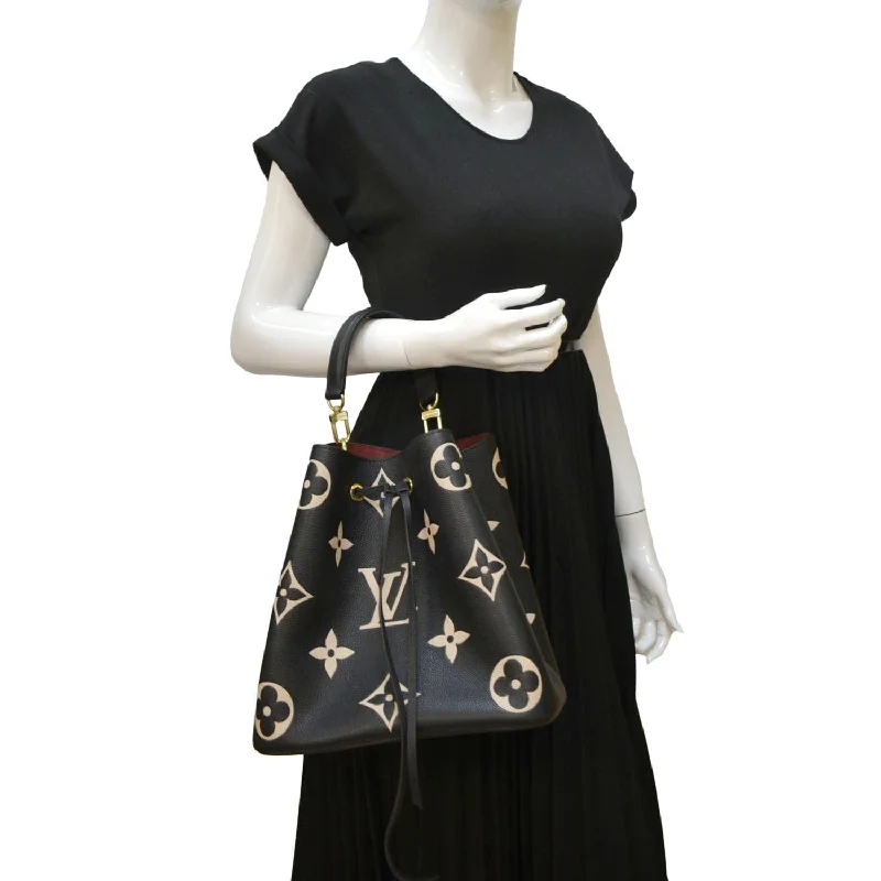 LV Best-Selling Bag -LOUIS VUITTON NeoNoe MM Bicolor Monogram Empreinte Leather Shoulder Bag Black