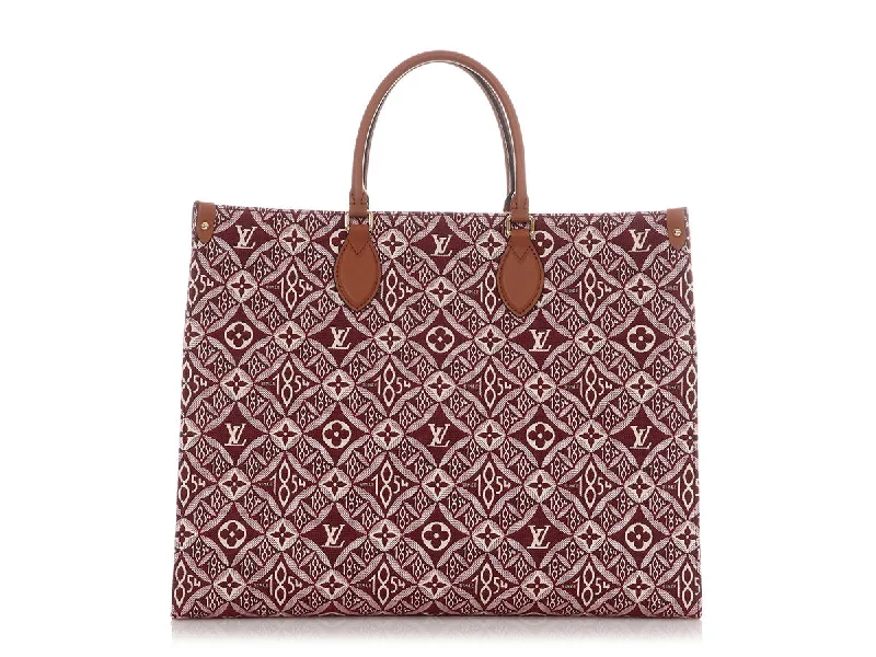 LV Monogram Embossed Bag -Louis Vuitton Bordeaux Jacquard Since 1854 Onthego GM