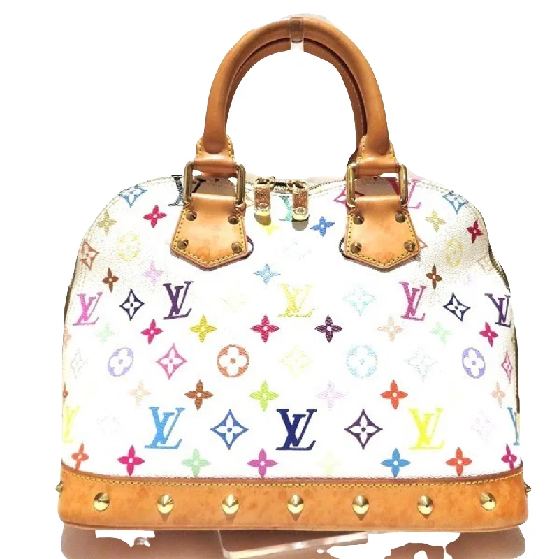 LV Purple Bag -Louis Vuitton White Canvas Alma handbag bag