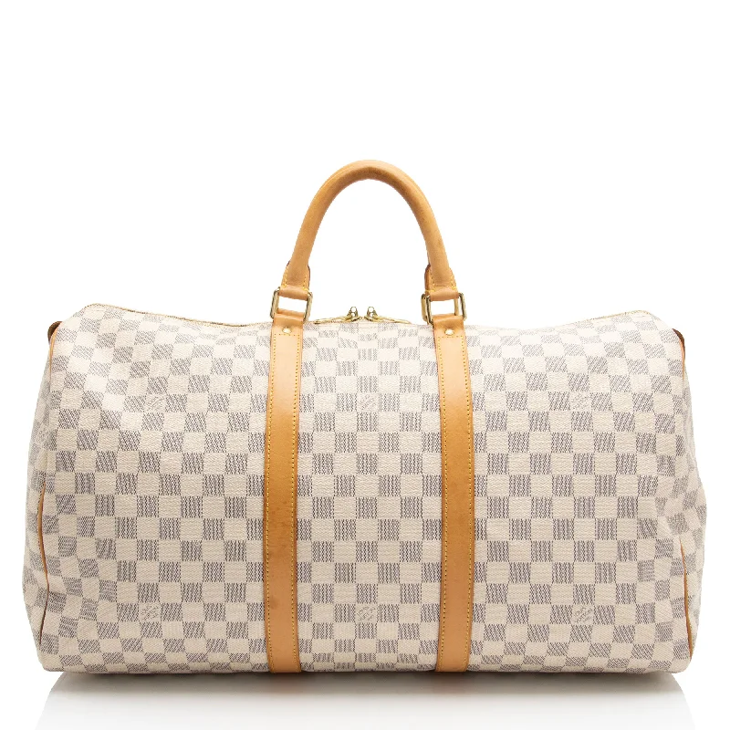 LV Fold-Over Clutch -Louis Vuitton Damier Azur Keepall 50 Duffle Bag (SHF-pwEGPv)