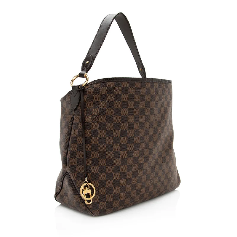 LV White and Gold Bag -Louis Vuitton Damier Ebene Delightful PM Shoulder Bag (SHF-20483)