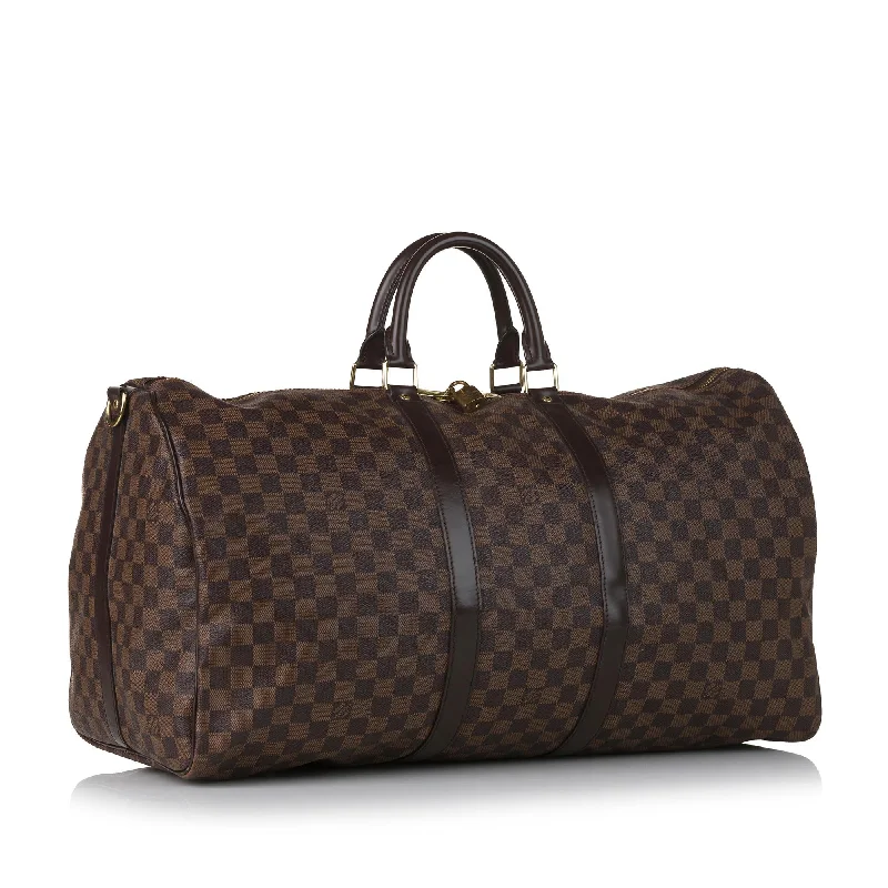 LV Gradient Bag -Louis Vuitton Damier Ebene Keepall Bandouliere 55 (SHG-35465)