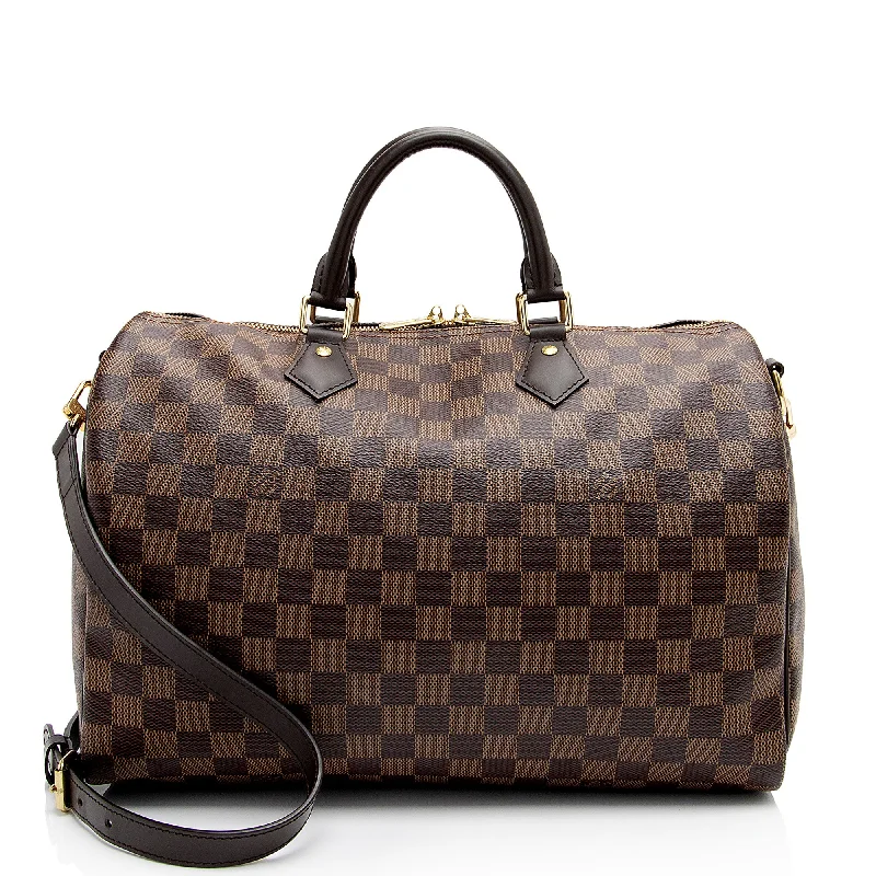 LV Diamond Quilted Bag -Louis Vuitton Damier Ebene Speedy Bandouliere 35 Satchel (SHF-zqmgHr)