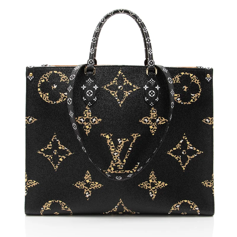 LV The Ultimate Style Icon -Louis Vuitton Giant Monogram Canvas Jungle Onthego GM Tote (SHF-UZF7TB)