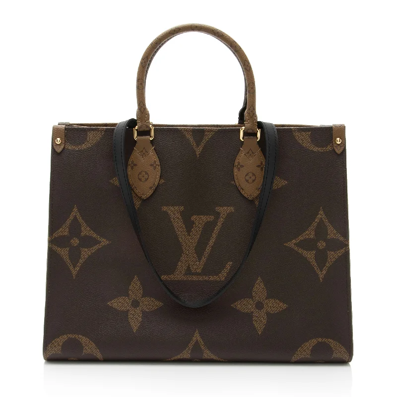 LV Taurillon Leather Bag -Louis Vuitton Giant Monogram Canvas Onthego MM Tote (SHF-KrVC5o)