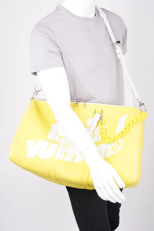 LV Street Style Favorite -Louis Vuitton Keepall Bandouliere 50 Yellow / White Leather