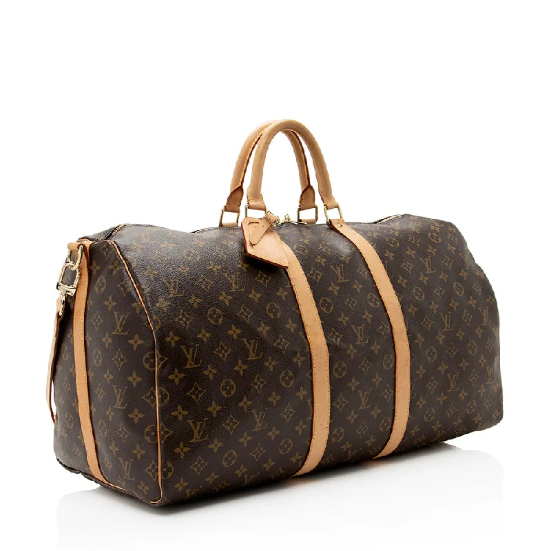 LV Mahina Leather Bag -Louis Vuitton Monogram Canvas Keepall Bandouliere 55 Duffle Bag (SHF-22086)