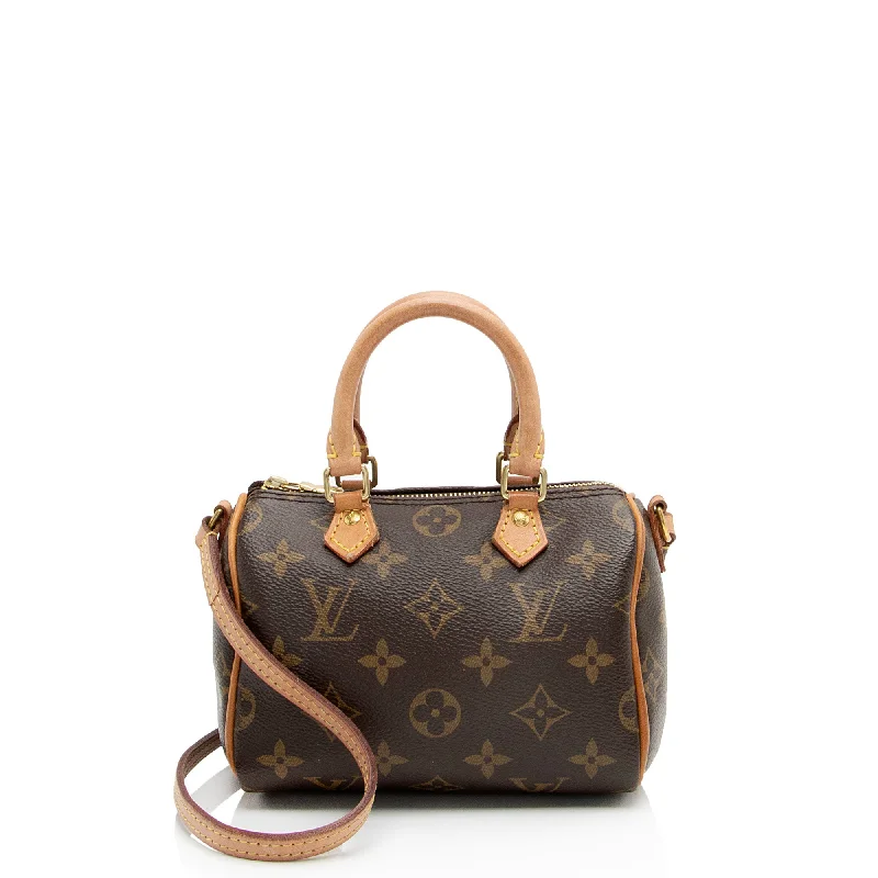 LV Interwoven Chain Bag -Louis Vuitton Monogram Canvas Nano Speedy Satchel (SHF-v8GlEI)