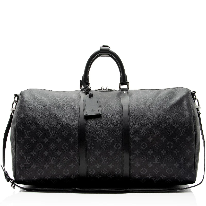 LV Mother’s Day Gift Bag -Louis Vuitton Monogram Eclipse Keepall 55 Bandouliere Duffle Bag (SHF-34JbTV)