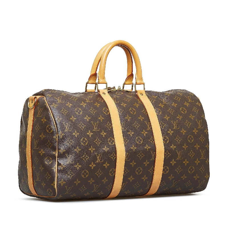 LV Burgundy Bag -Louis Vuitton Monogram Keepall Bandouliere 45 (SHG-g85fus)