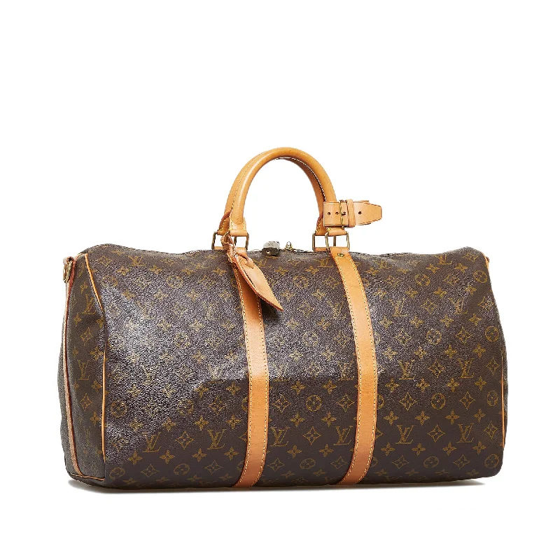 LV Emerald Green Bag -Louis Vuitton Monogram Keepall Bandouliere 50 (SHG-MfhtUh)