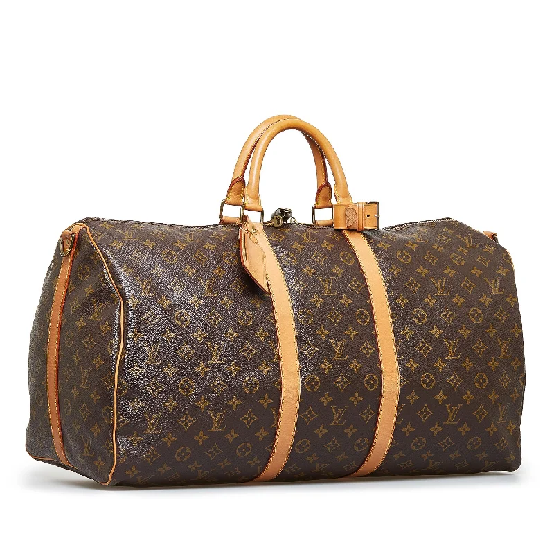 LV Ice Blue Bag -Louis Vuitton Monogram Keepall Bandouliere 55 (SHG-2Y842B)