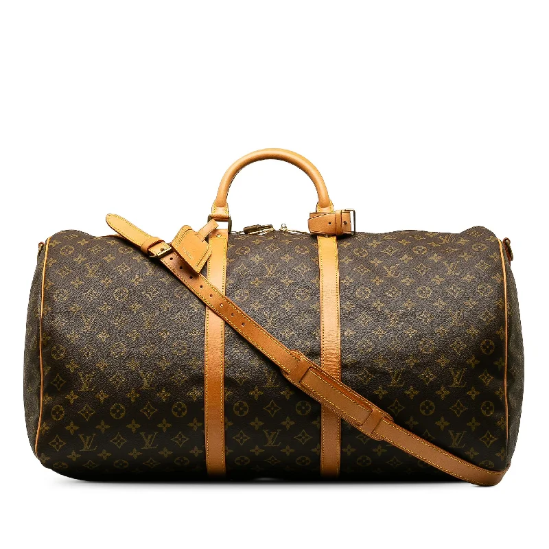 LV Pearl White Bag -Louis Vuitton Monogram Keepall Bandouliere 60 (SHG-mdiHXI)