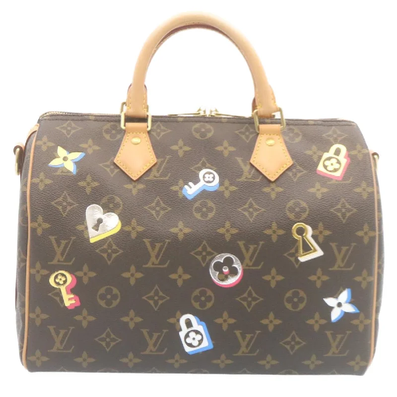 LV Vernis Leather Bag -LOUIS VUITTON Monogram Love Lock Speedy Bandouliere30 HandBag M44365 Auth 29080A