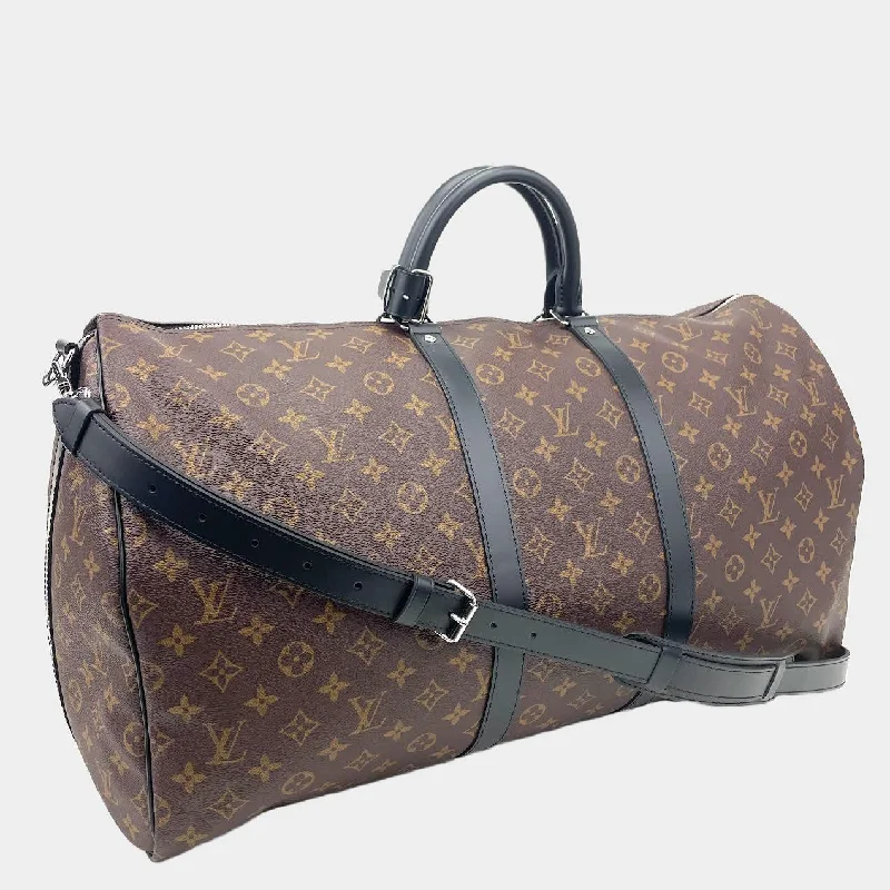 LV Red and Gold Bag -LOUIS VUITTON Monogram Macassar Keepall Bandoulière 55