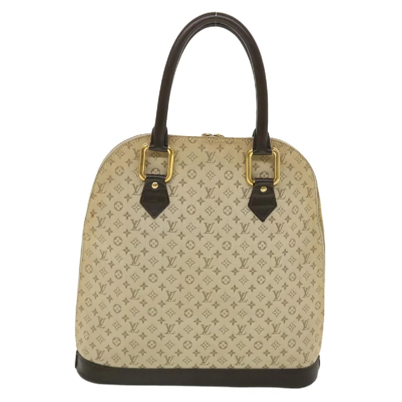 LV Frosted Silver Bag -Louis Vuitton Monogram Mini Alma Haut Hand Bag Khaki M92203 LV Auth 44187