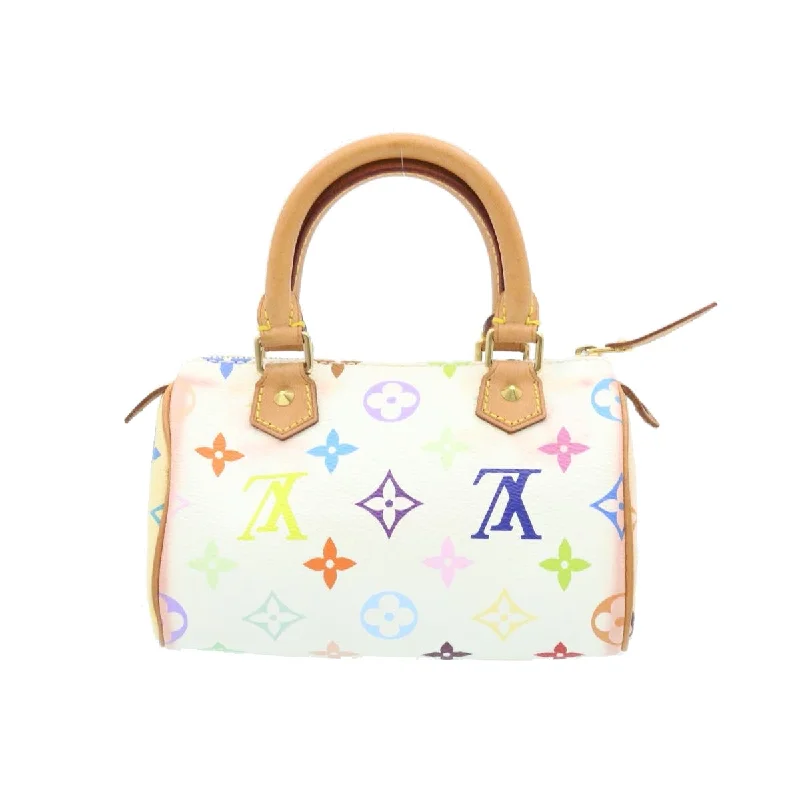 LV Soft Touch Bag -Louis Vuitton Monogram Multicolor Mini Speedy Hand Bag White M92645 Auth 25763