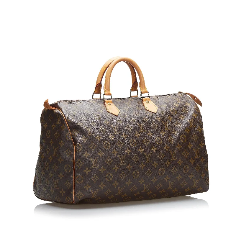 LV Leather Strap Bag -Louis Vuitton Monogram Speedy 40 (SHG-37059)