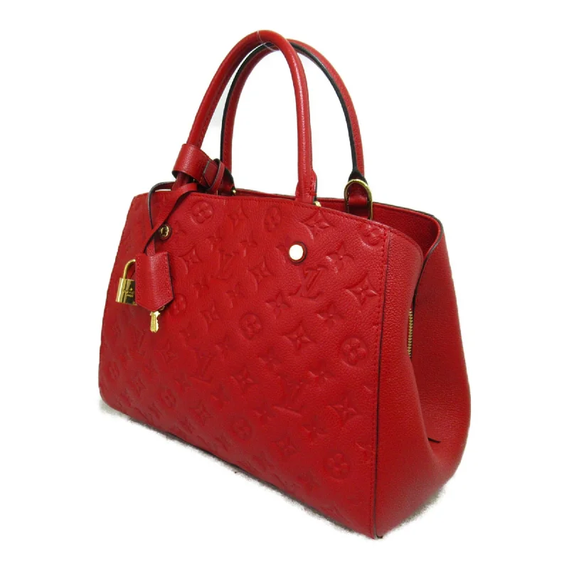 LV Red and Gold Bag -Louis Vuitton Montaigne MM Shoulder Bag Red Cerise Monogram empreinte leather M41194