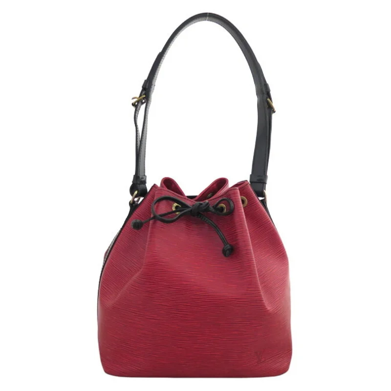 LV Damier Ebene Bag -LOUIS VUITTON Shoulder Bag Epi Petit Noe Leather Red x Black Women's