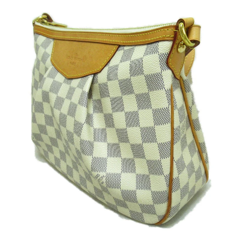 LV Empreinte Leather Bag -Louis Vuitton SiracusaPM Shoulder Bag Ivory Damier Azur PVC coated canvas N41113