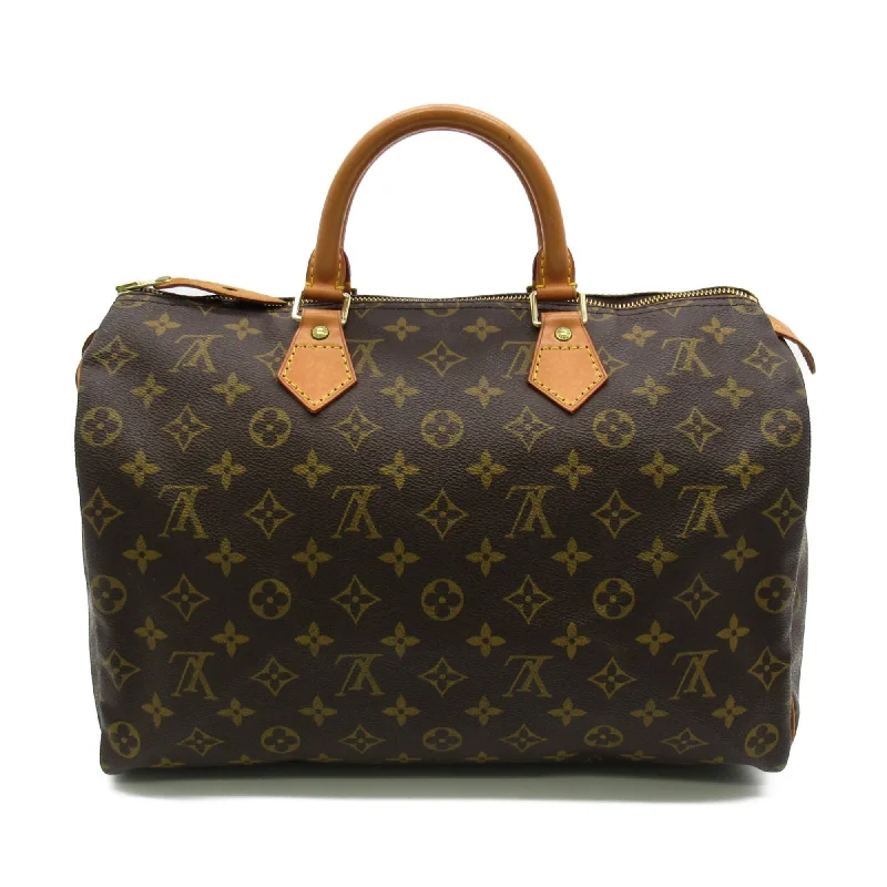 LV Burgundy Bag -Louis Vuitton Speedy 35 handbag Brown Monogram PVC coated canvas M41524