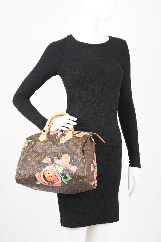 LV Embroidered Bag -Louis Vuitton Womens Stephen Sprouse Speedy Monogram Roses 30